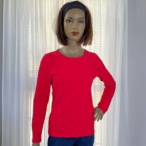 The Talbots Tee Red on Red Polka Dot XS